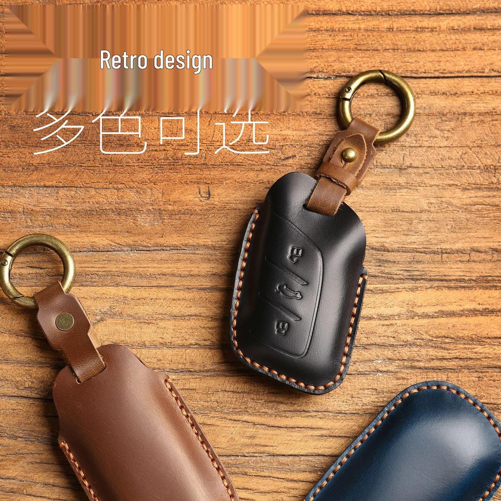 Genuine Leather Handmade Key Case for Roewe RX5Plus, I5, and i6Max, MG5 Car Models.