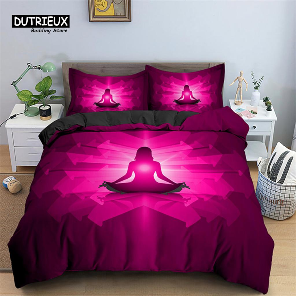 Stylish Soft Yoga Meditation Size Polyester 2 3pcs Lotus Sitting Position With King Queen Comforter