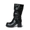 Women'S Mid-Calf High-Heeled Thick-Soled Trouser Boots Cowboy Boots