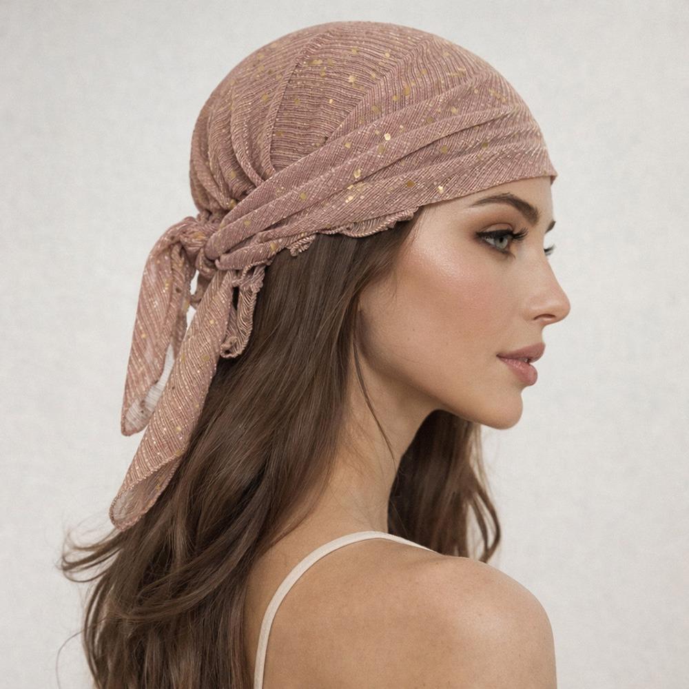 60cm*60cm Hairband Wrinkle Head Wraps Stylish Chemo Beanie Headwraps All Season