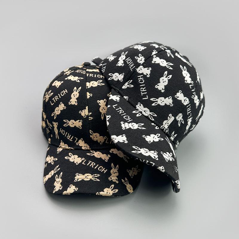 Cartoon Cute Printed Rabbit Letter Baseball Cap Men'S And Women'S Sunshade British Retro Cap