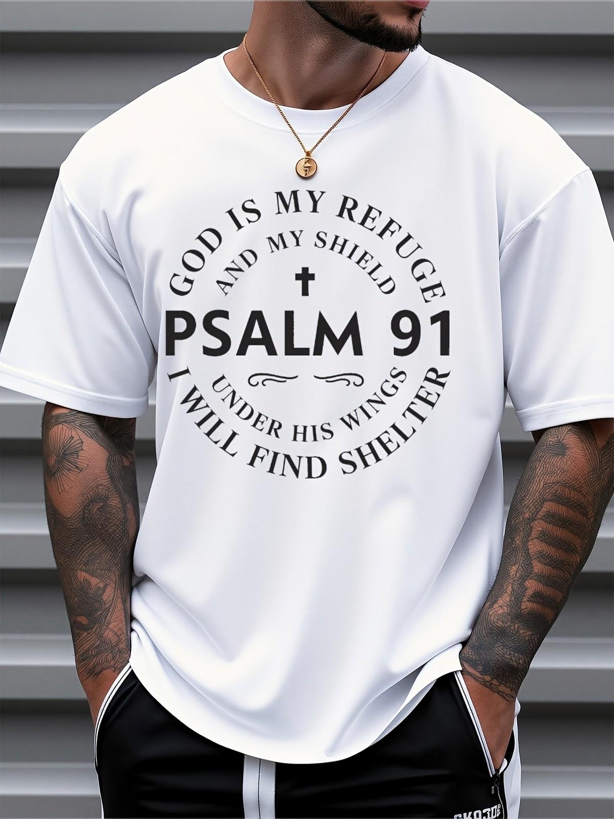God Is My Refuge Psalm 91 T-Shirt Christian Faith Tee S разноцветный