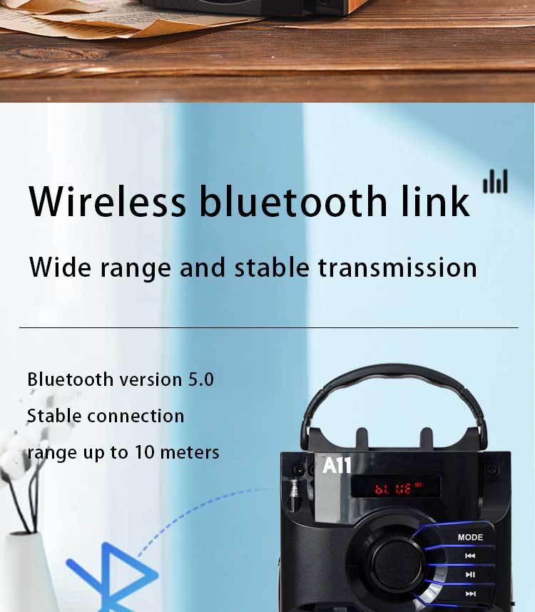A11 Mobiler Bluetooth-Lautsprecher 4.0 - Kompakt, Outdoor, Schwerer Bass mit Kartensteckplatz