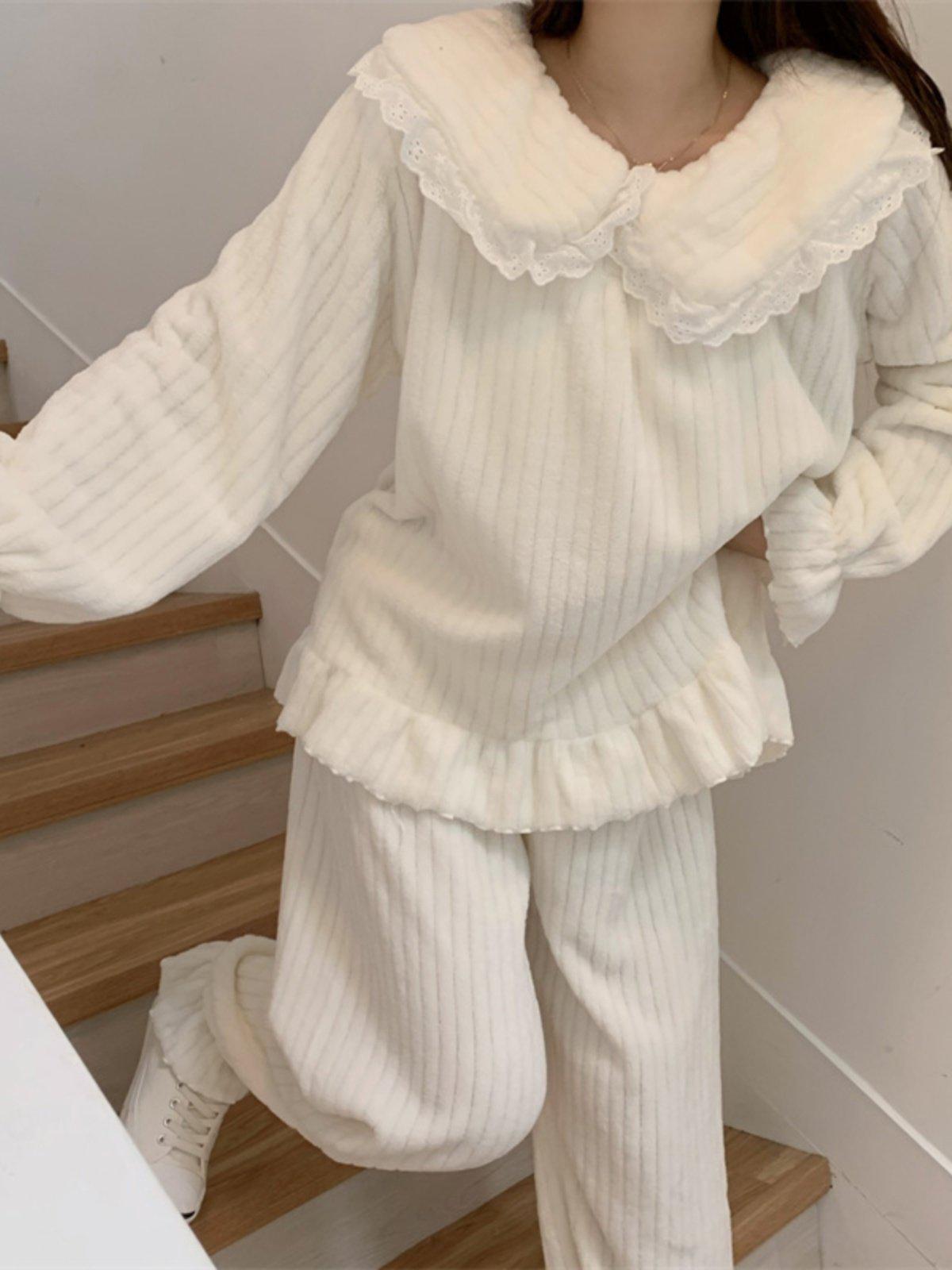 

Women s Coral Fleece Winter Pajamas: Cute Flannel Princess-Style Home Wear Set M 32-45 kg