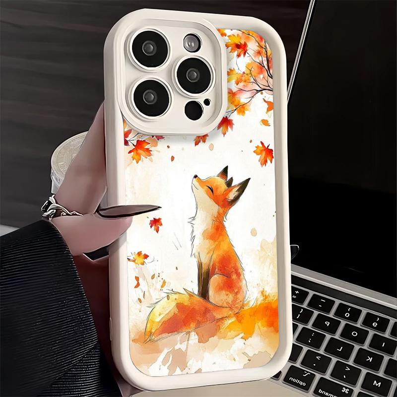 Phone Case for iPhone 17 Air 16E 15 16 Pro Max Cartoon Fox Animal Cover 14 Plus 13 12 Mini Soft Shell Silicone Fundas
