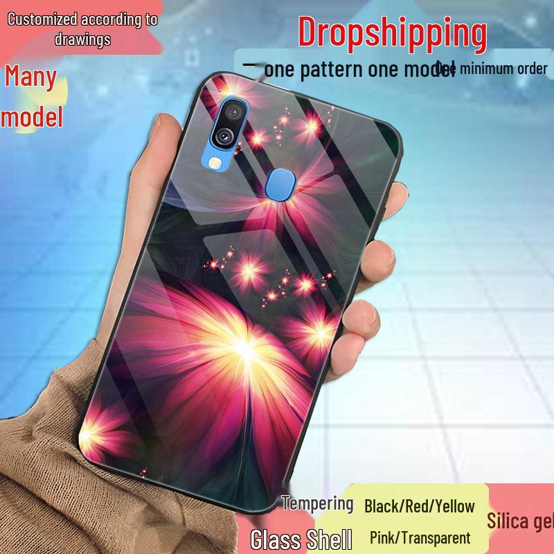 Customized Painted Leather Glass Phone Case for iPhone, Samsung, Moto, Huawei, Vivo, Xiaomi, Oppo