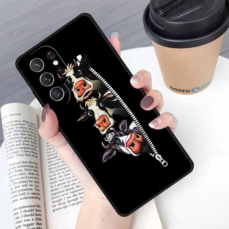 Funny Cow Face phone case Cover For Samsung Galaxy S24 S25 Ultra S21 S22 Ultra S10E Note 10 Plus Note 20 FE S23