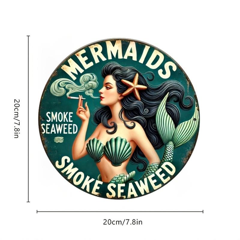 Vintage Mermaid Seaweed Smoke Design,  Durable, Easy to Hang, for Bedroom, Kitchen, Home, Office or as a Gift
