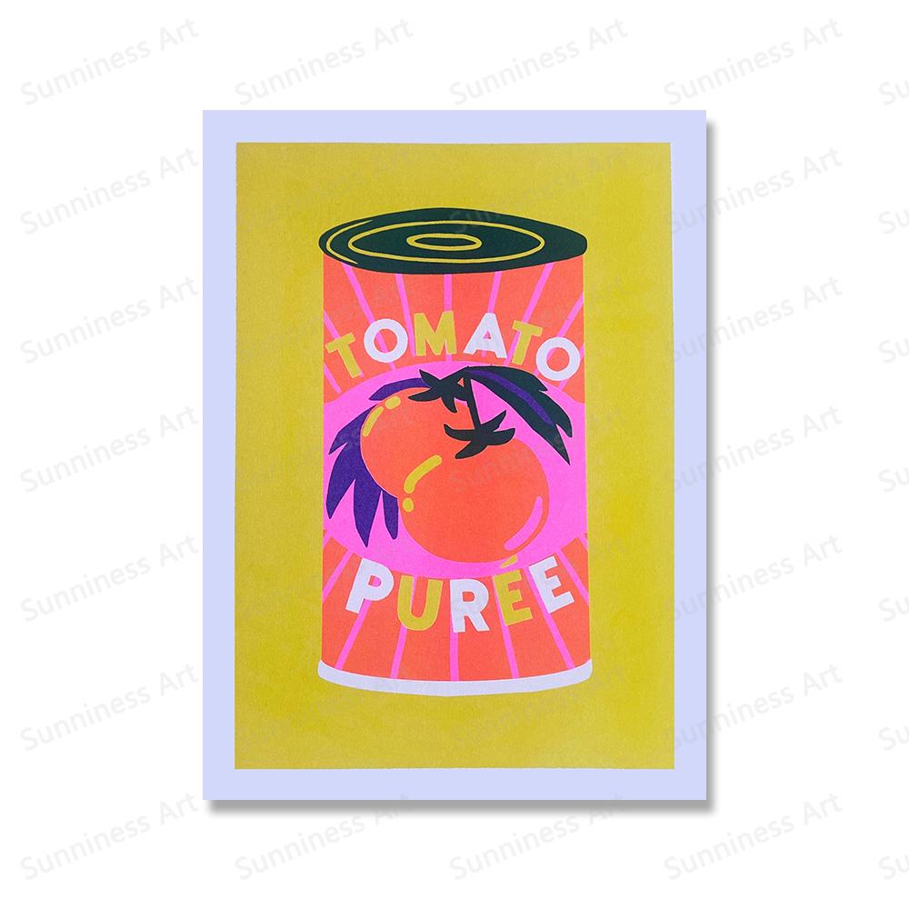 Japanese Hot Chilli Sauce Canned Tomato Wall Art Painting Nordic Poster And Print Risograph Pictures for Living Room Home Decor