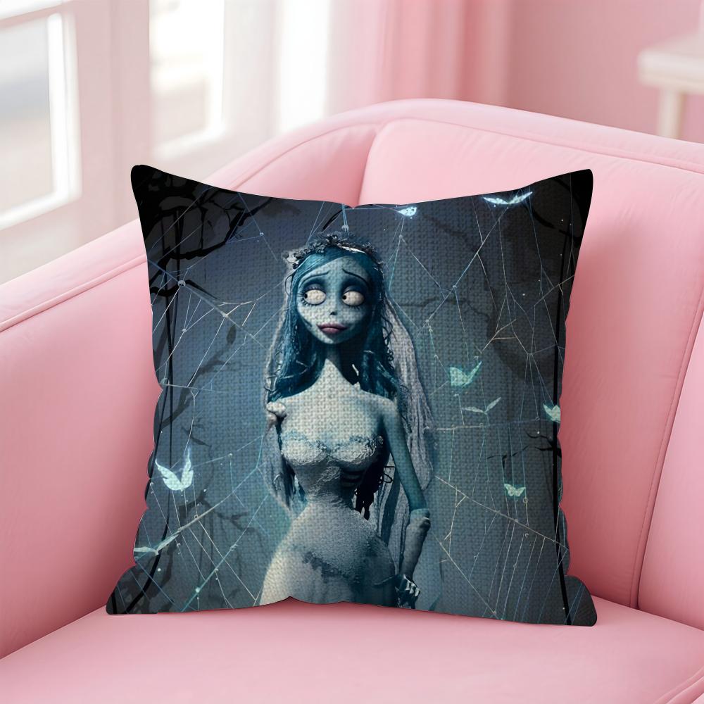 CCorpse BrideE Movie Cushion Cover Natural Linen Pillow Case DoubleSided Print Decorative Sofa Pillowcase Home Decor Gift