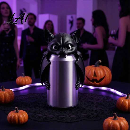 Halloween Party Supplies Bat Can Cover for Standard Soda Cans 3D Printed Reusable Drink Topper Lids with Eyes & Wings Novelty Dustproof Cap Parties