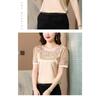 Summer Lace Patchwork Short Sleeved T-shirt for Women, Oversized Satin Versatile Base Shirt, Niche Design Top