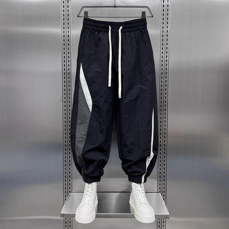 

Мужские новые модные повседневные брюки на резинке с высокой посадкой, с кружевной вставкой, карманами, свободного кроя, с манжетами, осень-зима 2023 года для работы XL белый