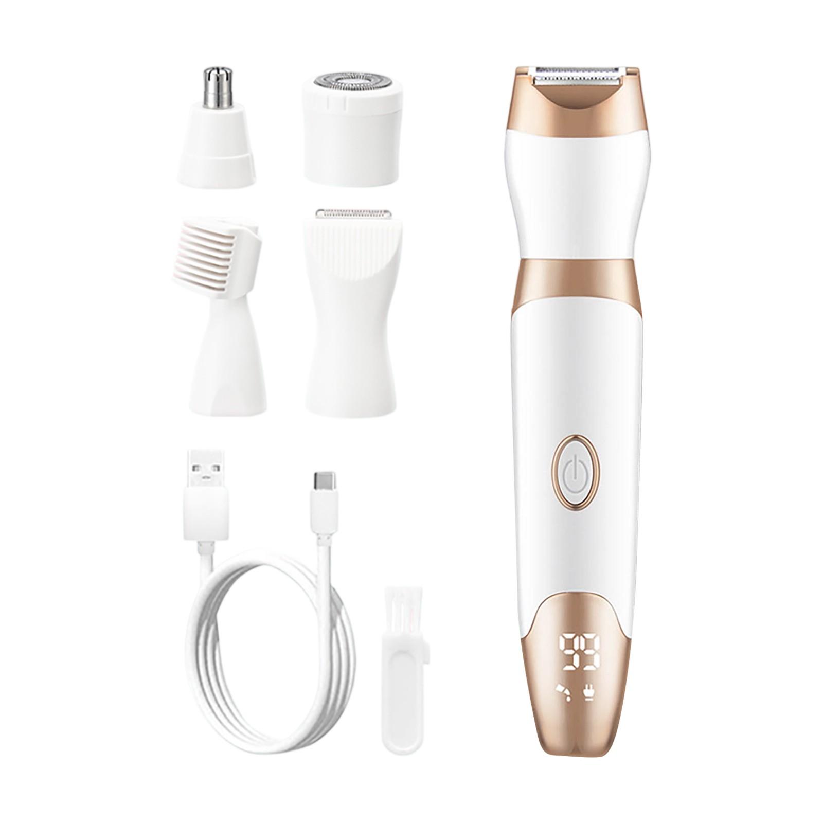 

5 в 1 электробритва для женщин интимные части бритва инструмент для удаления волос перезаряжаемый цифровой дисплей One Size золотой