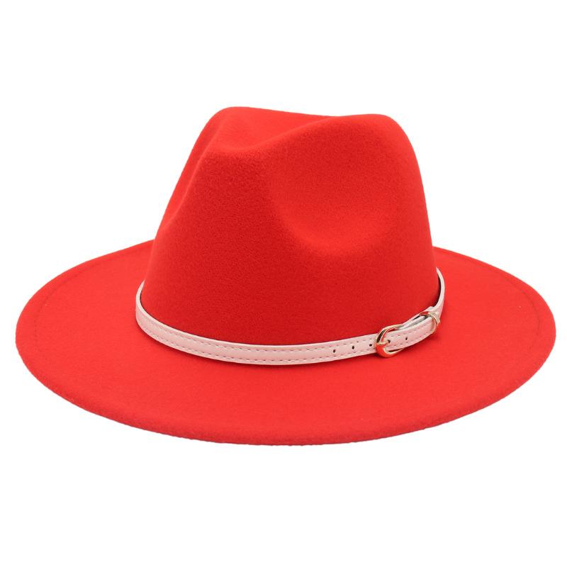 Big Brim Top Hat Women'S Coat With Hat Felt Hat Solid Color Cashmere Jazz Hat