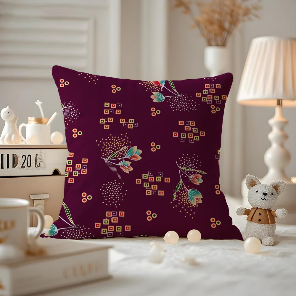 Sari Fabric Cushion Cover Pattern Printed Pillowcase For Living Room Sofa Cushion Cover & Bedroom Decor