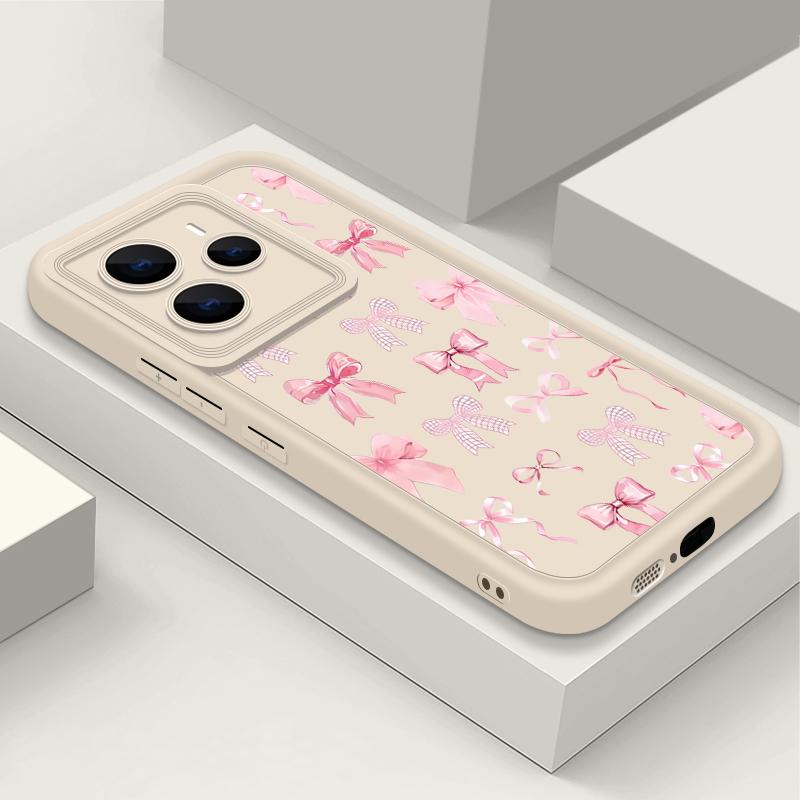 Capa de Celular Antichoque com Estampa de Laço Para Xiaomi 14T 13T Pro Poco X7 F6 X6 Redmi Note 14 13 Pro 12 11 Silicone Macio Proteção de Lente TPU Fosco Capa Traseira