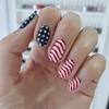 Independence Day Press On Nail French Tips Fake Nail 4th of July Patriotic False Nail Full Cover Design Acrylic Nail