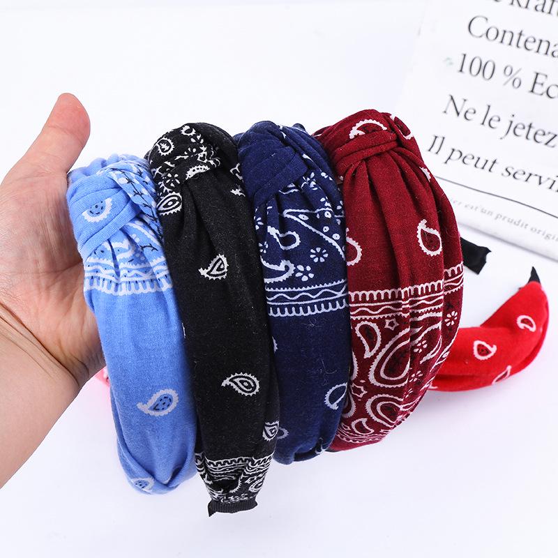 Bohemian Style Wide Knotted Fabric Headband for Women