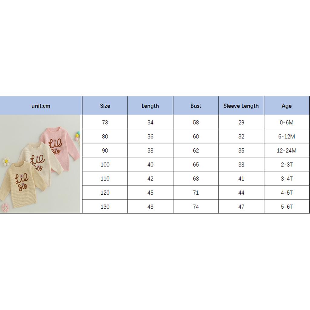 Toddler Kids Girls Sweater Letter Embroidery Long Sleeve Crew Neck Pullovers Fall Winter Casual Clothes Tops