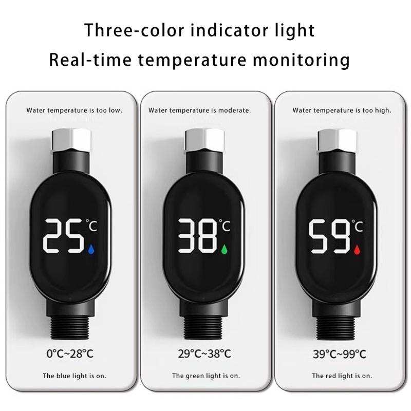 Intelligent LED Display Shower Water Thermometers Touch Control Real Time Monitoring Anti Scald Protecting