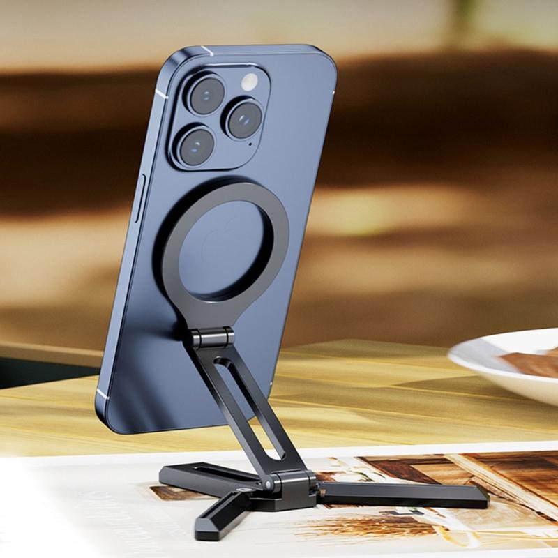 Travel Phone Holder Tripod Magnetic Phone Mount Portable Aluminum Clip  for Handfree Viewing Live Streaming