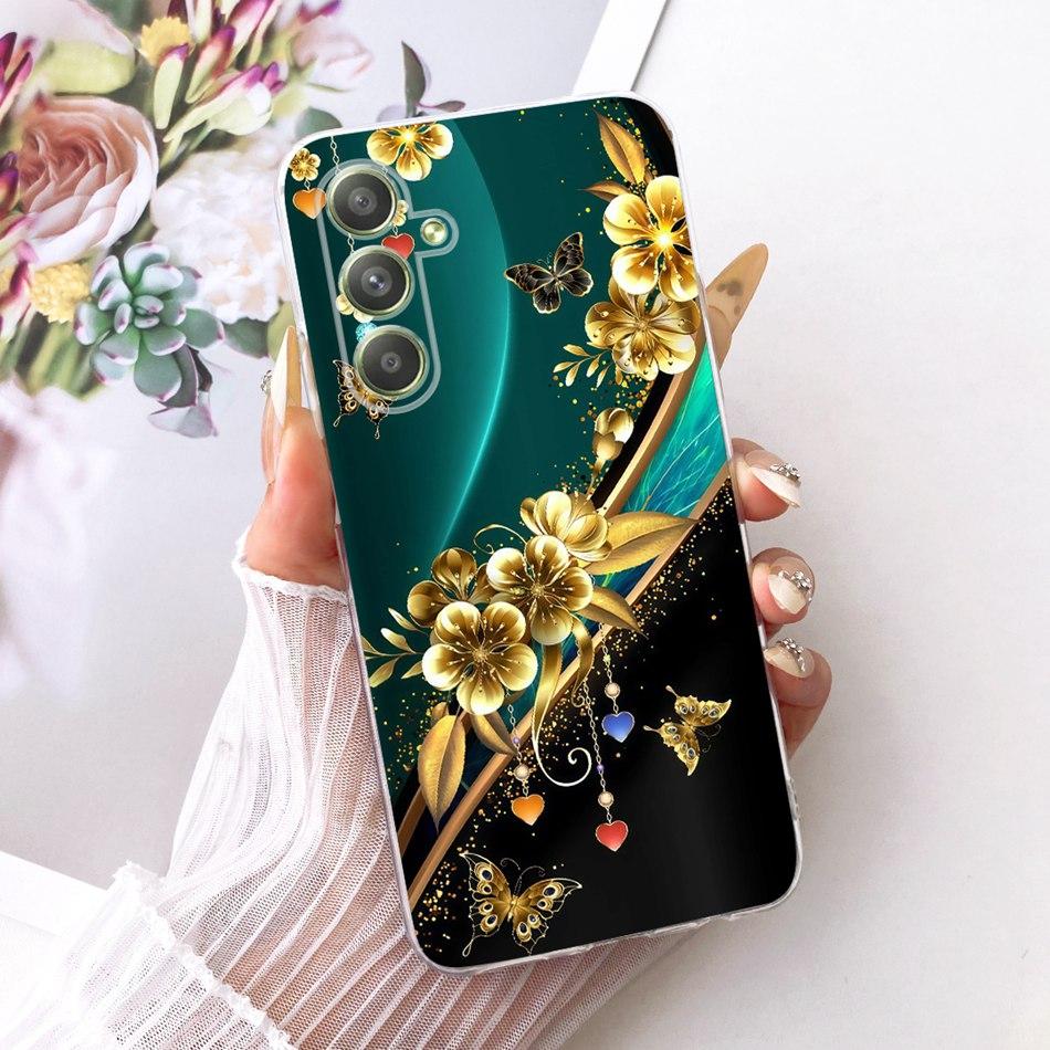 For Samsung Galaxy A54 Cute Flower Butterfly Cat Painted Case For Samsung A54 5G SM-A546B Soft Silicone TPU Phone Cases
