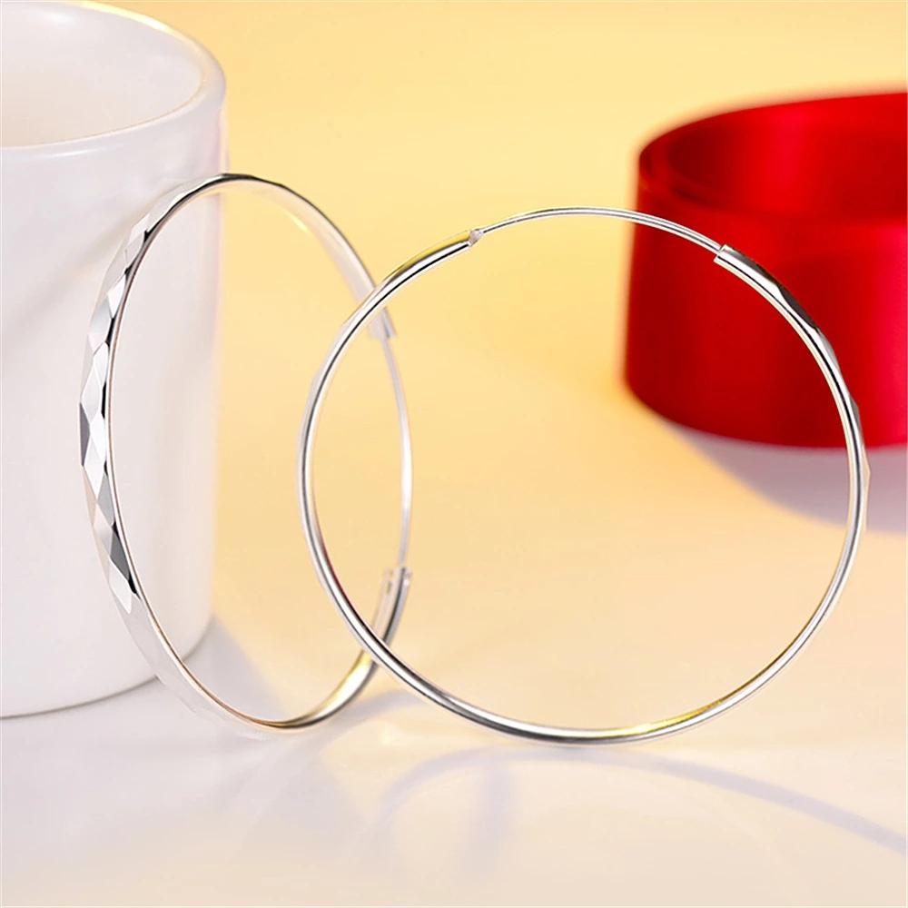 

Подлинные серебряные серьги 925 пробы, 5 см, модные большие серьги для женщин, очаровательные ювелирные изделия, подарки 5cm