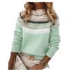 Womens Round Neck Colorblock Loose Knit Sweater Street Style Casual Pullover With Geometric