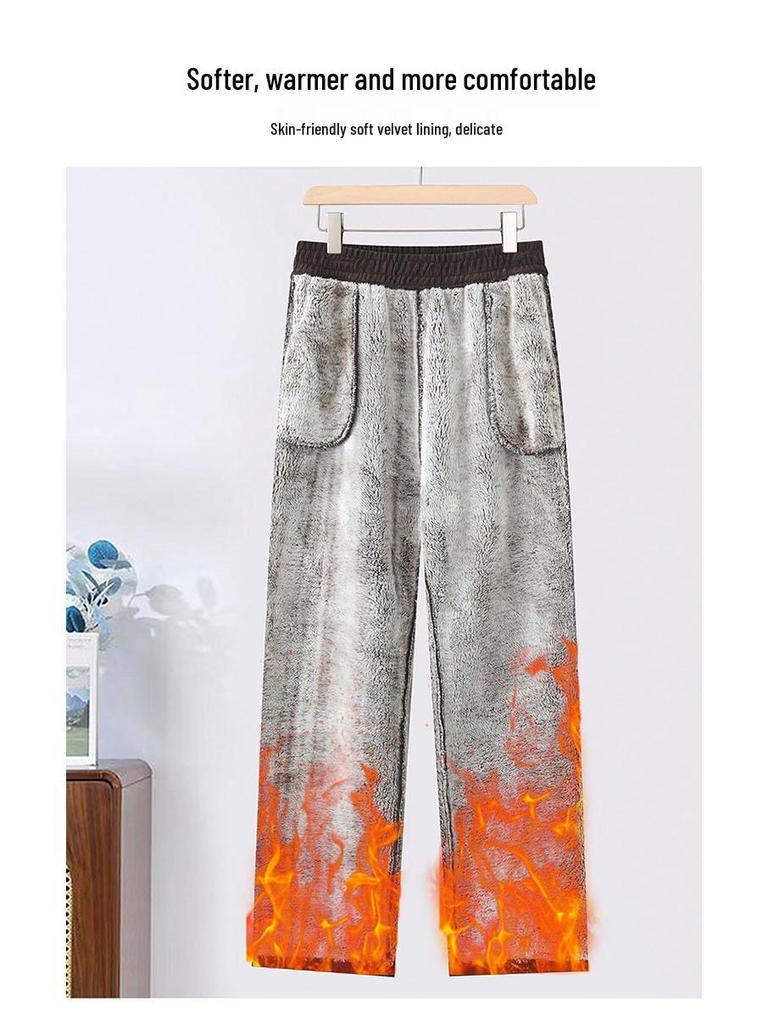 Warm Cotton Straight-Leg Trousers for Middle-Aged & Elderly Women: New Grandma Style, Ideal for Autumn & Winter