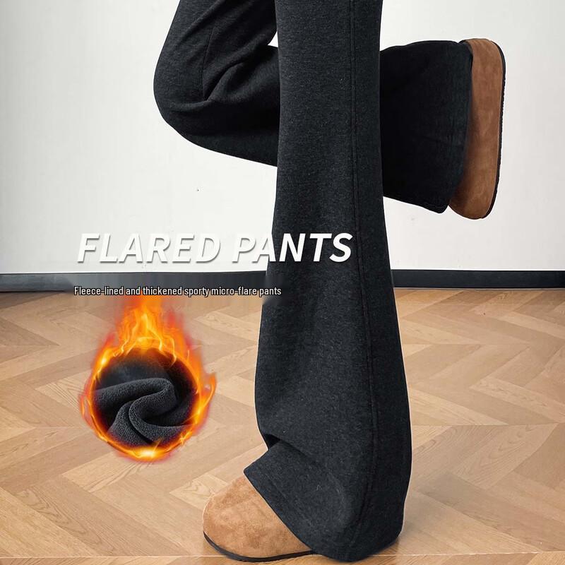 HSTYLE Women s Fleece-Lined Flared Casual Pants M