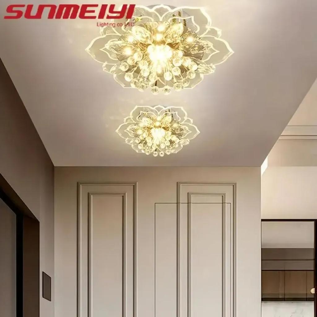 New Modern Crystal Petals LED Ceiling Lights Aisle Hallway Corridor Stairway Villa Gallery Kitchen Coffee Indoor Lights