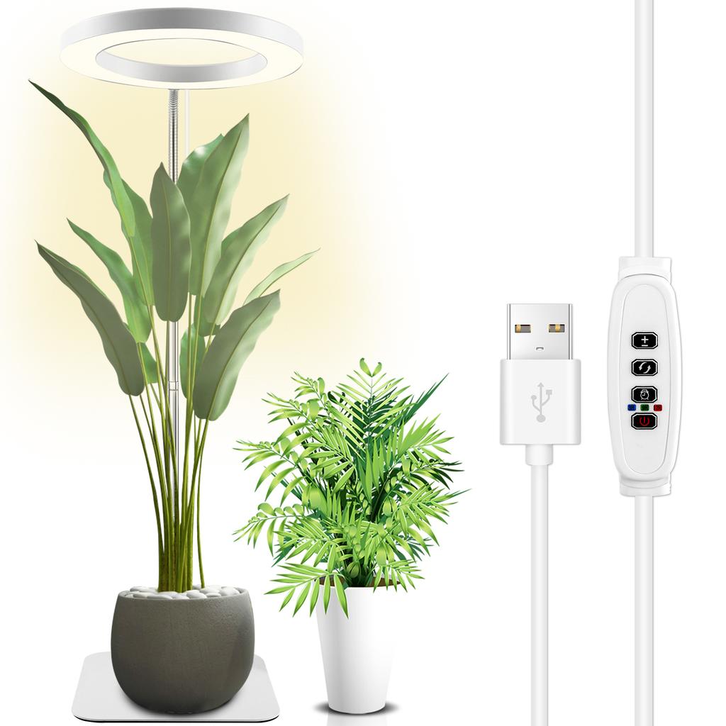 Grow Lights 72LEDs Full Spectrum Vegetation Light 3 Light Modes 10-Level Adjustable Gooseneck Halo Plant Grow Floor Lamp