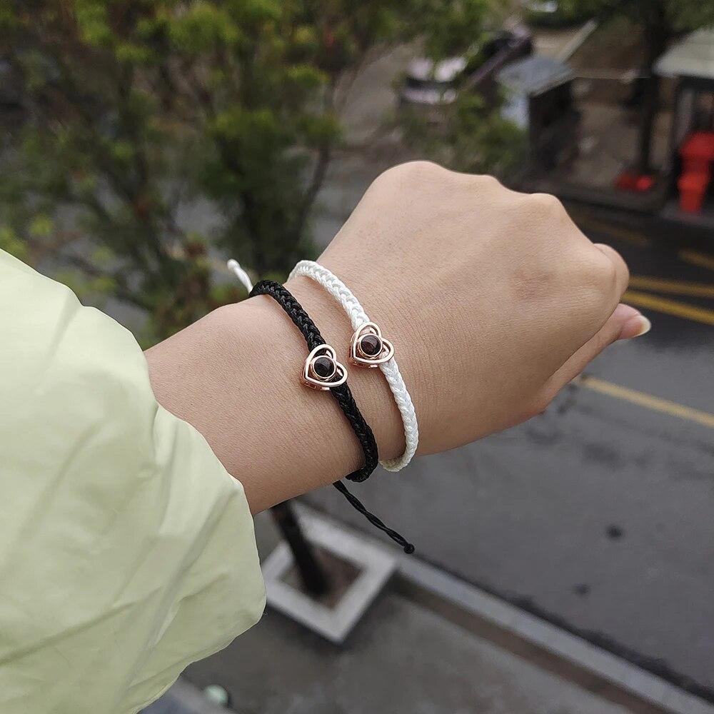 2023 New Custom Projection Braided Bracelet Personalized Photo Bracelet Custom Jewelry Memorial Birthday Valentine's Day Gift