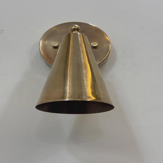 Raw Brass Cone Wall Sconce 1-Light Mid-Century Italian Wall Lamp Home Decor