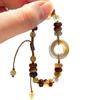 Natural Crystal Safety Buckle Beaded Bracelet For Women Adjustable Braided Rope Retro Brown Healing Stone Lucky Charm Jewelry Holiday Daily Wear Gift