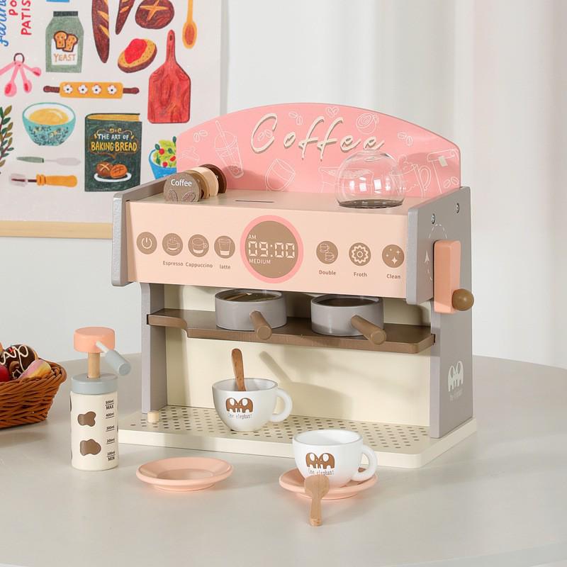 Wooden Toy Coffee & Milk Tea Maker - Parent-Child Interactive Kitchen Playset