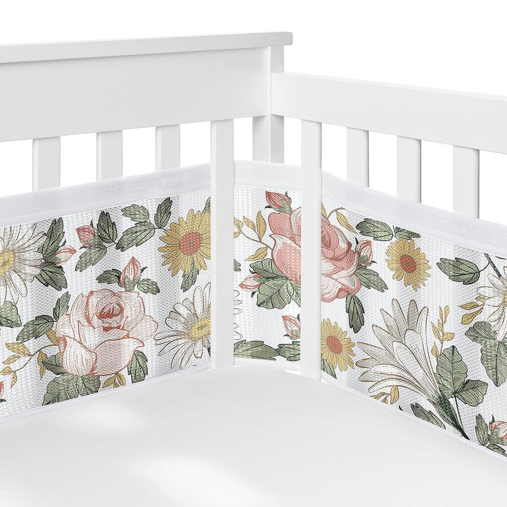 Breathable Mesh Crib Liner for Standard-Size Cribs (1 Panel 340x30 cm + 1 Panel 160x30 cm)