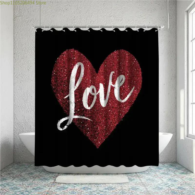 A Bathroom Shower Curtain for Valentine'S Day Special Event, Featuring 12 Hooks, Measuring 70.87*70.87inch, Perfect for Home D
