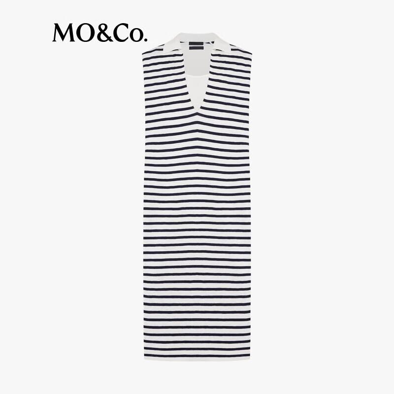 MO&Co. Women's Nautical Striped Silk Linen Blend Knit Dress