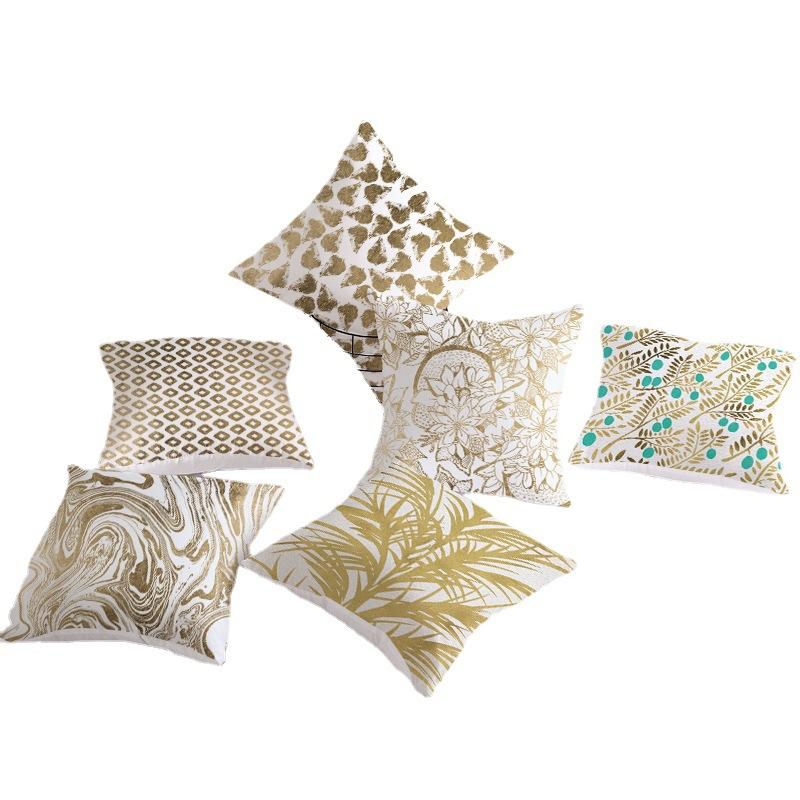 European Style Golden Geometric Print Car Pillow Cover Sofa Cushion Cover Home Furnishings