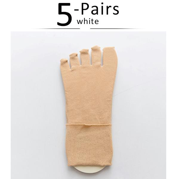 5 Pairs Women Toe Silk Socks Nylon Solid Thin Japanese Style Soft Elastic Endurable Sweat-Absorbing Breathable 5 Finger Socks