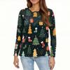Women's Fashion Casual Christmas Printed Round Neck Long Sleeve Pullover Top