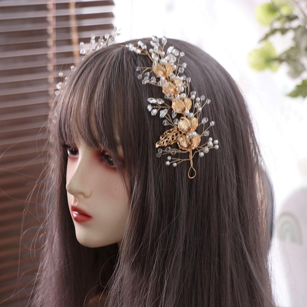 Pearl Bride Wedding Tiaras Beaded Flower Headbands Gorgeous Bridal Headwear  Hair Accessories