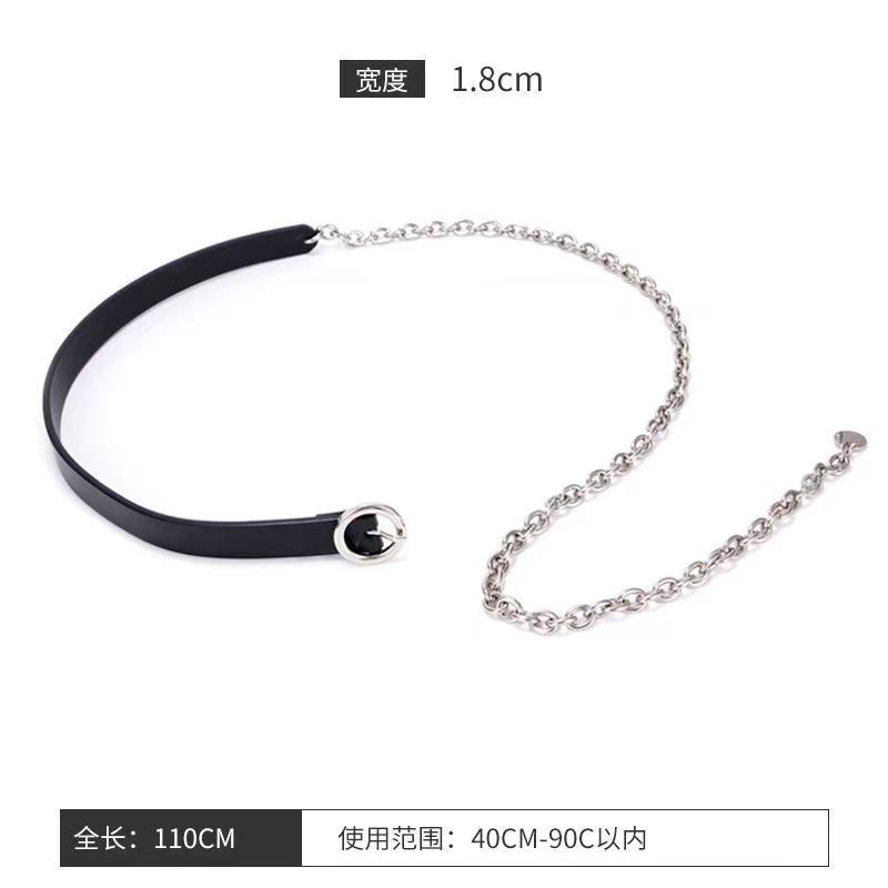 

Черный женский дизайнерский металлический пояс-цепочка для стильных летних платьев и рубашек Silver Round Chain