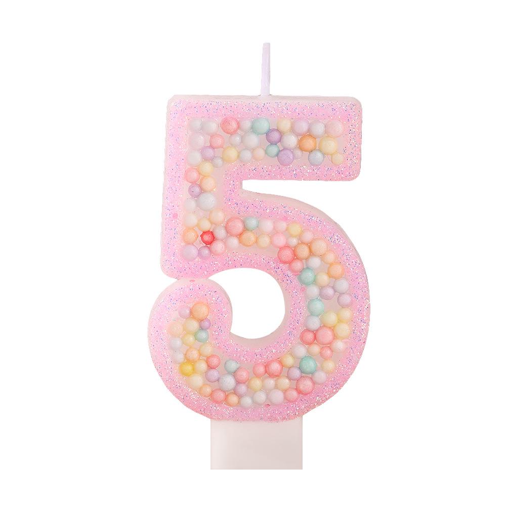 Creative Pink Foam Balloon Candle - Macaron Number Birthday Cake Decoration