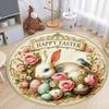 Rabbit Easter Egg Printed Circular Carpet Spring Floral Print Entrance Doormat Living Room Bedroom Decoration Carpet