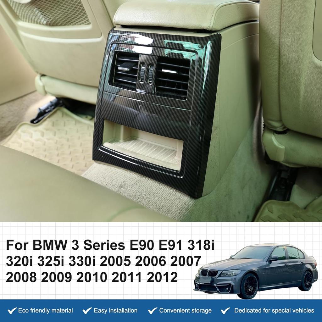 Hinterer Lüftungsgitter-Auslasspanel-Zierleiste Kompatibel mit BMW 3er E90 E91 2005-2012, ABS Hinterer Luftauslass-Panel Anti-Kratzschutz Rahmenabdeckung