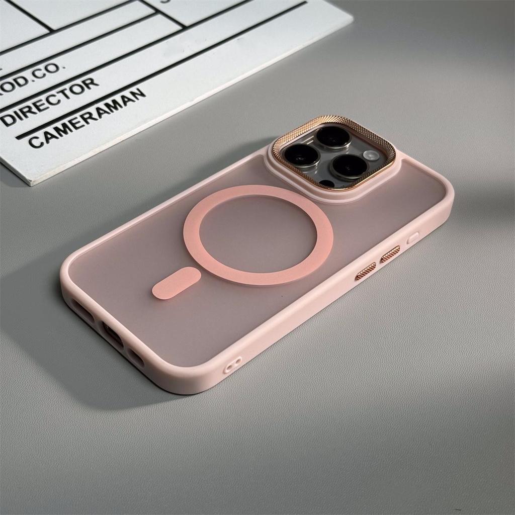 Applicable To IPhone 17 Metal Diamond Pattern Matte Skin Feeling Magnetic Suction Phone Case Apple 16 Anti Fall Protection Case 15