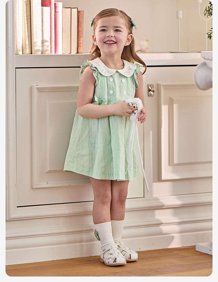 David Bella Girls' Little Flying Sleeve Dress Summer Dress New Children's Pure Cotton Skirt Baby Clothes